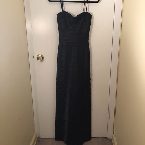 BCBGMaxAzria Dresses & Skirts - BCBGMazAzria Black Satin Strapless Gown 0